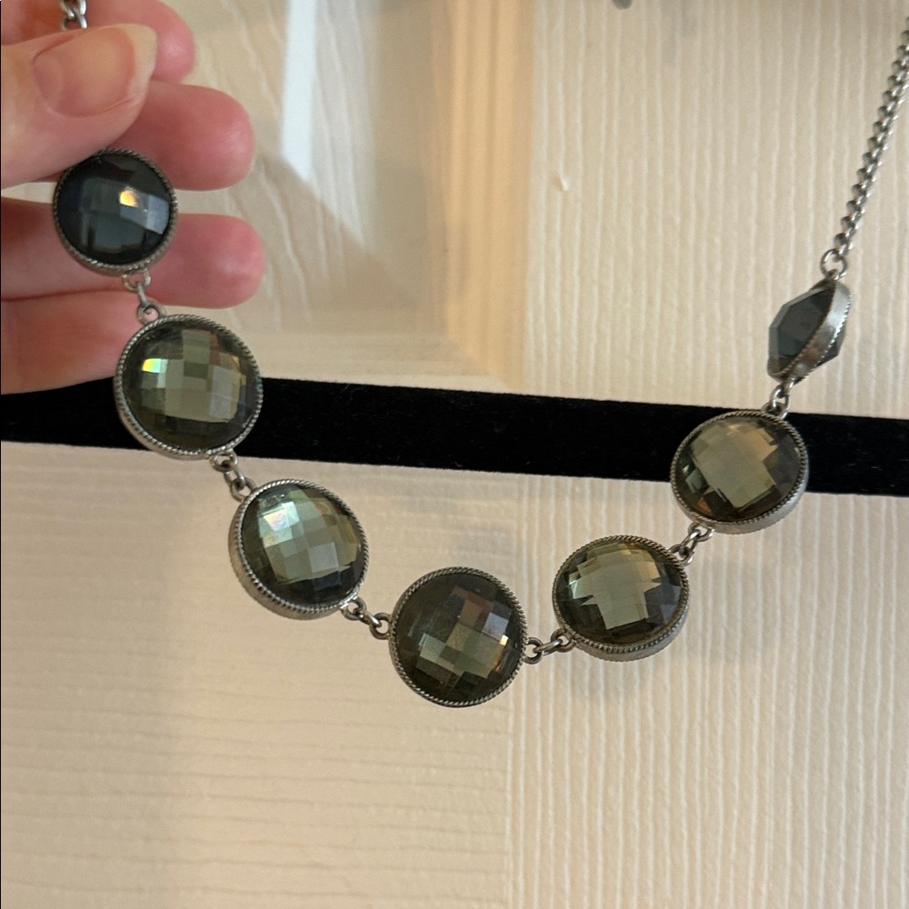 Elegant Silver Necklace with Black Accents
